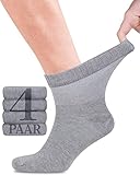 Fiera Besa Diabetikersocken Herren, 4 Paar Knöchelhohen Bambus Socken mit Lycra, Dünne und ohne Naht Bequem Bambussocken für Alltag, 39-42 und 43-46 mit 10 Farben (39-42, Hellgrau)