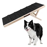 BommJokker Hunderampe Länge 110cm Einstellbar 35-65cm Höhe des 7 Gangs Hundetreppe für Bett oder Sofa aus Holz Katzen Rampe Hundeleiter Auffahrrampe für Haustiere mit Anti-rutsch max80kg Sicher (M)