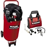 Einhell Kompressor TC-AC 240/50/10 OF (1500 W., max. 10 bar, 50 l-Tank, 240 l/min Ansaugleistung, Drehzahl 18000 min^-1, Druckminderer, Manometer, ölfrei, inkl. 10-tlg. Druckluftset)