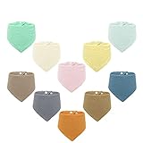 10 Pack Muslin Baby Lätzchen, saugfähige Baby Bandana Sabberlätzchen, solide Farben Set für Zahnen und Sabbern, stilvolle Unisex Lätzchen, weiche Zahnen Lätzchen für Kleinkinder, Leicht zu waschen