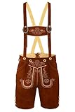 TR Martha Premium Lederhose für Herren - Elegante Trachtenhose Gr.46-60 - Kurze Trachten Lederhose mit Träger für Männer - Oktoberfest Hose (54)