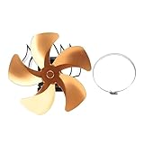 LIYJTK Wärmebetriebener Ofenventilator, effizienter 5-Blatt-Kaminventilator zur Wandbehang, Aluminiumlegierung für Holzöfen, Petroleumöfen (Gold)