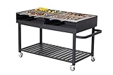 METRO Professional Holzkohlegrillwagen, Stahl/Edelstahl, mit Deckel, mit Bremse, schwarz (XZ16090)