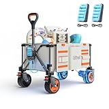 Litheli Outdoor-Wagen Elektrischer Bollerwagen Faltbar, Handwagen Klappbar Doppelmotor mit Bremsen 150L 90KG Belastbar, Faltbollerwagen geeignet für Camping, Garten, Strand, Einkauf (Beige)