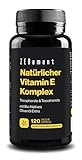 Natürlicher Vitamin-E-Komplex, Tocopherole & Tocotrienole, 120 Weiche Kapseln | mit Bio-Natives Olivenöl Extra | Vollspektrum | Antioxidans | Laborgeprüft, Frei von Soja | Zenement