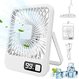JOPHEK Ventilator, 3000mAh Quiet Table Fan 5 Speed USB Desk Fan Mini Ventilator Einstellbarer Winkel, Ventilator Klein Tischventilator for Office, Bedroom, Camping (Weiß)
