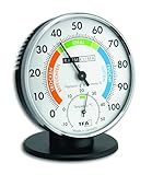 TFA Dostmann Präzisions Thermo-Hygrometer,45.2033, zur Raumklimakontrolle, analog, mit Komfortzonen, Kontrolle von Temperatur und Luftfeuchtigkeit, L 102 x B 35 (80) x H 114 mm