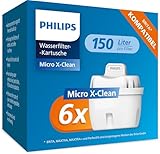 Philips Water Wasserfilter-Kartuschen, 6er-Pack, Brita-kompatibel, reduziert MIKROPLASTIK, CHLOR, KALK, SCHWERMETALLE