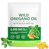 Oregano Öl Kapseln, Oreganoöl 120 Softgels 2-in-1 6000 mg mit Bio Schwarzkümmelöl 200 mg & 165 mg Carvacrol | Kaltgepresst, vegan & gentechnikfrei | Unterstützung von Immunsystem,Verdauung & Atemwegen