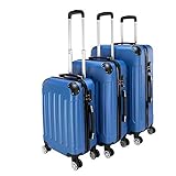LEADZM Kofferset 3 Teilig Hartschale Reisekoffer mit 4 Rollen und TSA Zahlenschloss, Handgepäck Koffer, ABS-Trolley-Koffer (Dunkelblau)