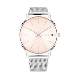Tommy Hilfiger Damen 40mm Quarzuhr - Blush Sunray Zifferblatt, Edelstahl-Mesh-Armband - 1782244