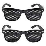 2 Stück Augentrainer Lochbrille, Komfortable Lochbrille für Augentraining zur Entspannung, Schwarze Rasterbrille Pinhole Glasses, Multidot Brille, Gitterbrille mit Faltbaren Bügeln für Augen-Training