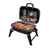 GIFANNY Tragbarer Barbecue-Grill Tragbarer Holzkohlegrill, kleine Grills und Smoker, zusammenklappbare Tischgrills, Camping, Terrasse, Garten, Kochen im Freien