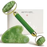 Rena Chris Jade Gua Sha Stein und Gesichtsroller, Natürliche Jade Roller und Gua Sha Set zur Kieferkonturierung und Schwellungsreduzierung – Hautpflegegeschenk