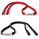 rootful.® Sportbrillenband PRO [LEISTUNGSFÄHIGES] Brillenband für Sport- und Sonnenbrillen | maximaler Schutz | inklusive Reinigungstuch (Sportbrillenband Schwarz + Rot (Inkl. Brillenputztuch))