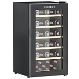 HOMCOM Weinkühlschrank, 91 L Getränkekühlschrank für 41 Flaschen, Weinklimaschrank, Flaschenkühlschrank mit Innenbeleuchtung, Touch, 5-20°C, Schwarz