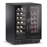 DOMETIC E40FGD Weinkühlschrank mit zwei Temperaturzonen und doppelter Glastür für 40 Flaschen, Schwarz