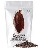 Copaya Bio Kakao Nibs Roh ohne Zusätze, Kakaonibs aus Peruanischen Kakaobohnen, Kontrollierte Premium Bohnen, Ungeröstet & Ungesüßt, Vorratspackung 1000g (1kg)
