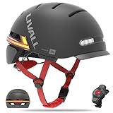 LIVALL BH51M NSO Smarter Bluetooth-Fahrradhelm mit Lautsprechern und integriertem Mikrofon, Fahrradhelm mit intelligenten Blinkern, Sturzerkennung, Fahrradhelm mit Visier für Erwachsene, Männer