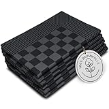 ZOLLNER 6er Set Geschirrtücher Baumwolle in 65x65 cm - extrem saugstarke und robuste Küchentücher - waschbar bis 60°C – in schwarz kariert - Gastronomiequalität - Oeko Tex® Zertifiziert