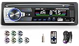 iFreGo autoradio Bluetooth 7 Farben Radio mit Bluetooth Freisprecheinrichtung Auto Radio, Autoradio mit 2 USB/AUX/TF/MP3,FM Autoradio 1din Fernbedienung Unterstützung für iOS/Android