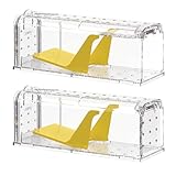 Teletrogy Mausefalle Lebend 2er Set, Tierfreundliche Rattenfalle mit Köderbox Ventilationsöffnungen, Lebendfalle Maus Ratte, Berührungsfreie Freigabe Mäusefalle Mouse Trap für Drinnen Draußen Garten