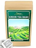 TeeLux Rein Grüner Tee Beutel 100 Teebeutel, Vegan, Erfrischend, Reich an Antioxidantien, Natürlich, Ungebleicht, Biologisch Abbaubare Teebeutel, Laktosefrei