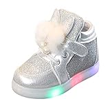 Schuhe Sport Kleinkind Mädchen Kinder LED Baby leuchtende Säugling Babyschuhe Trittsteinschuhe Baby, silber, 12-18 Monate
