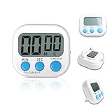 Digitaler Küchentimer, magnetischer Ständer, digitaler Kochtimer, großer stelliger Alarm mit großem LCD-Display, Count-up & Countdown-Uhr, lauter Alarm für Studium, Arbeit (weiß)