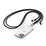 SATECHI OntheGo USB-C Lanyard Kabel, 60W Schnellladen, 480Mbps Datenübertragung, integriertes Umhängeband, verstellbares 1,5m geflochtenes USB-Kabel, USB-C für iPhone, Android – Schwarz