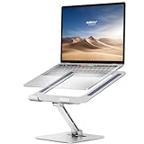 NULAXY Laptop Ständer für Schreibtisch, Höhenverstellbar Faltbarer Laptop Halterung, Ergonomischer Belüfteter Aluminium Laptophalter Kompatibel mit MacBook, Dell, HP Alle 10-14” Notebooks- Silber