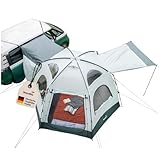 Skandika Busvorzelt Pitea Dome | Freistehend, für 2-4 Personen, Stehhöhe 2,2 m, 10,4 m² Wohnbereich, 3 Eingänge, Folienfenster, Moskitonetz, 3000 mm Wassersäule | Zelt für Auto, Bus, Van, Bulli