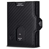 VON HEESEN Slim Wallet mit Münzfach & RFID Schutz - Geldbörse Herren & Damen - Kartenetui Kreditkartenetui - Mini Portmonee Geldbeutel Portemonnaie klein Carbon-Schwarz