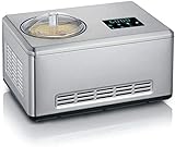 SEVERIN 2-in-1 Eismaschine mit Joghurtfunktion, Eismaschine mit Kompressor für Eis, Sorbet und Frozen Joghurt, Joghurtbereiter mit 'warm & cold'-Funktion, Edelstahl-gebürstet, EZ 7405