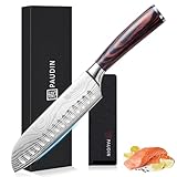 PAUDIN Santokumesser, Klingenlänge17 cm Kochmesser aus deutschem Messerstahl, Sushi Messer Küchenmesser mit ergonomischem Griff für Haus und Restaurant