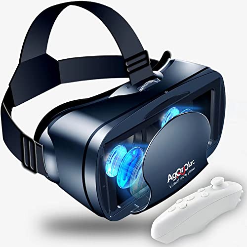 VR-Headset Virtual Reality VR 3D-Brille VR-Set 3D-Virtual-Reality-Brille, Controller, verstellbare VR-Brille Unterstützung 7 Zoll [mit Gamepad]