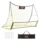 VEVOR 2 in 1 Fußball Rebound Doppelte Netze Tragbares Prellwand Fußball 25,4 x 25,4 mm, Rebounder Fußball Eisenrohr & PE-Netz Kinder & Jugendliche Verstellbar Fußballtor Rebounder Kicker Gelb