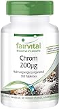 Fairvital | Chrom 200µg - Hochdosiert - 200mcg pro Tablette - Vegan - aus Chromium Picolinate - essentielles Spurenelement - 300 Tabletten