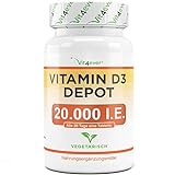 Vitamin D3 20.000 I.E. Depot - 240 Tabletten - Hochdosiert - Laborgeprüft - Vegetarisch - Hohe Reineit - 20 Tagesdosis 1000 I.E. pro Tag - Premium Qualität