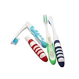 UMIDO Reisezahnbürsten 4er Set | einklappbar | Zahnbürste für Oralpflege | Mundpflege | Zahnpflege | Borstenstärke Medium | Rot - Grün - Dunkelblau - Hellblau | 4 Stück (9-URE) (4-KPF)