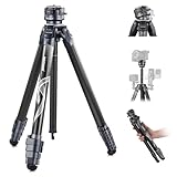 NEEWER LITETRIP LT32 62' Reisestativ aus Kohlefaser mit ±15° nivellierbar 360° Panoramakopf abnehmbar Mittelachse Schnellverschluss Arca QR Platte, kompatibel mit Peak Design Capture V3(früher TP62)
