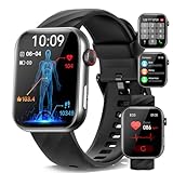 Marsyu Smartwatch EKG+HRV Herren Damen, Gesundheitsuhr Fitnessuhr mit Telefonfunktion Herzfrequenz SPO2 PPG Schrittzähler Blutdruck Körpertemperatur Schlaf SOS-Taste Fitness-Tracker für Android/iOS
