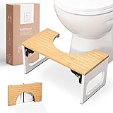 BENKSTEIN Toilettenhocker Erwachsene - Toilettenhocker Holz - Klohocker Toiletten Hocker - WC Hocker Toilette Bambus - Tritthocker - Toilettenhocker klappbar - WC Hocker Erwachsene (Toilettenhocker)