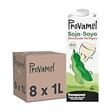 Provamel Organic-Bio Sojadrink ohne Zucker, Pflanzlicher Drink, Vegan, Laktosefrei, Glutenfrei, UHT, 8x1 l (8er Pack)