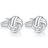 HONEY BEAR Herren Manschettenknöpfe Hochzeit Lieben Knoten Cufflinks (Shinny Silber)