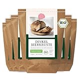 Bio Dinkel Bierbrot Brotbackmischung | 100% Dinkelmehl aus Bayern | Bier Brot Backmischung auch für Brotbackautomat - Bake with Love (6er Pack)