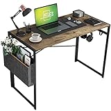 JSB 9,37 Zoll klappbarer Computertisch mit Aufbewahrungstasche und Haken, Schreibtisch, moderner Industriearbeitstisch, Laptoptisch für Zuhause und Büro (100 x 50 x 75 cm, rustikales Braun)