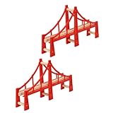 KALLORY 4 Stück Spur Holzbahngleis Rote Zugbrücken Eisenbahnbrücken aus Holz Kinderspielzeug Modelle Spielzeuge Spielzeugbrücken Zubehör für den Bahnausbau Junge Hängebrücke Puzzle hölzern