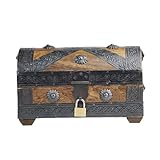 Brynnberg Piraten-Schatztruhe-Aufbewahrungsbox – robuste Holz- und Metallkonstruktion – Vintage-Design – klein mit Schloss 20 x 11 x 11 cm