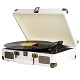 DIGITNOW! Belt-Drive 3 Gang Portable Stereo Turntable with Built-in Speakers, Supports RCA Output/3.5mm Aux-In/Headphone Jack/MP3, Mobile Phones Music Playback